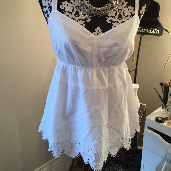 J. Crew spaghetti strap white 100% cotton top - Picture 1 of 4